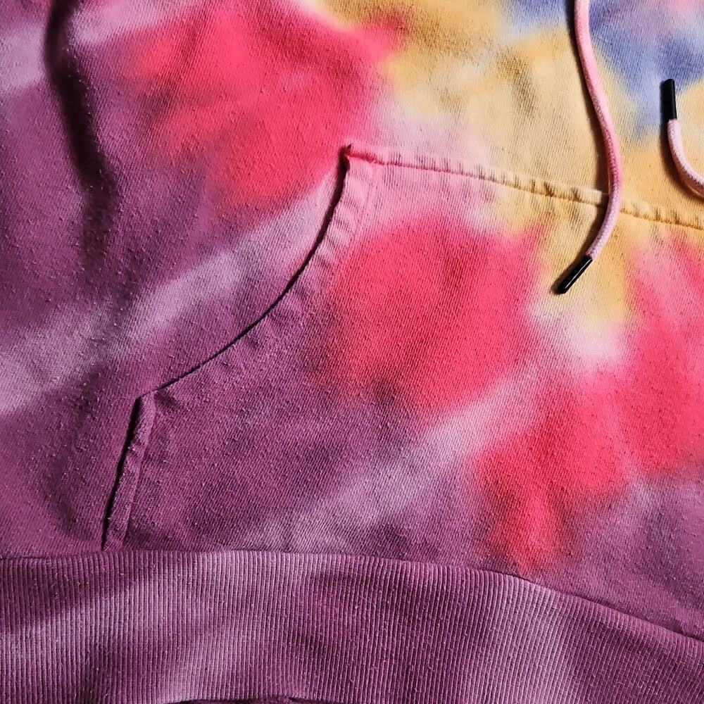 Wild Fable Tie-Dye Pullover Hoodie M 100% Cotton Purple Blue Yellow Red - Picture 3 of 9